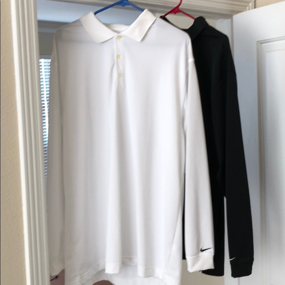 2 Long-Sleeve Nike Golf Polos - Size XL